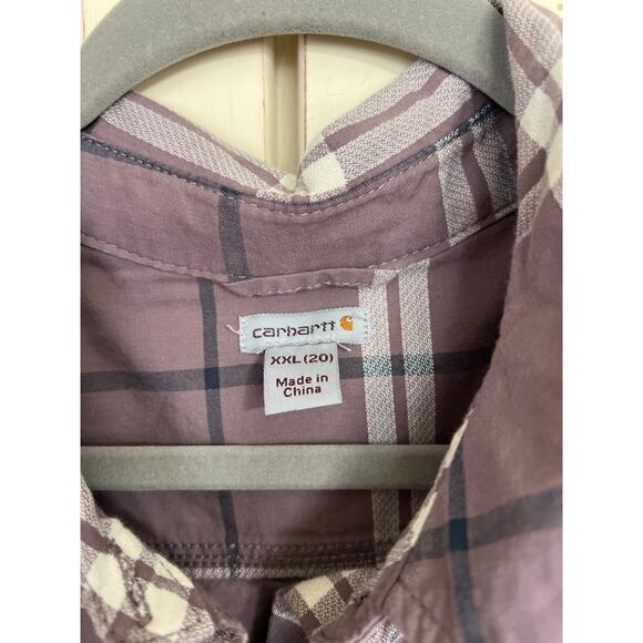 Carhartt womens size XXL 20 purple plaid button down shirt top - Picture 2 of 3